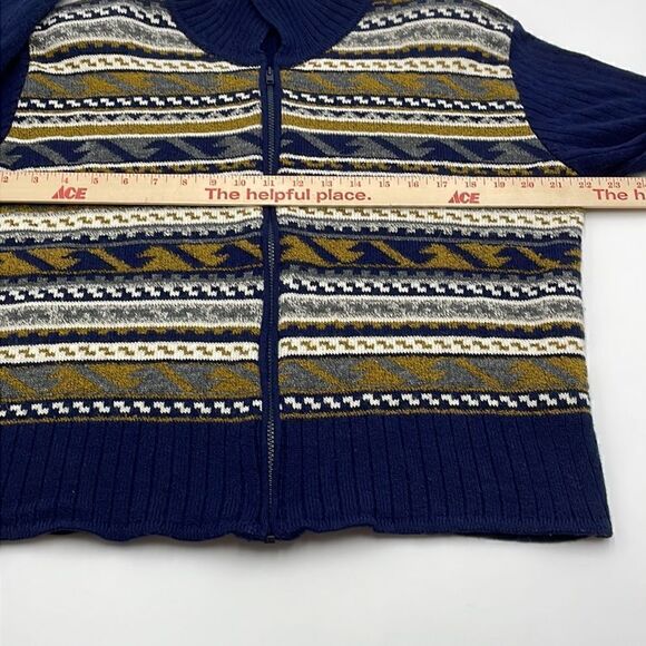 Navy blue patterned zip up mayfra sweaters sweater - Picture 7 of 8